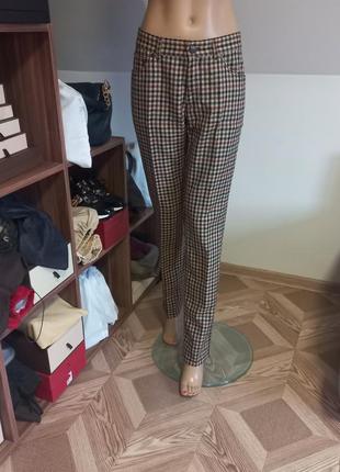 Etro! теплі шерстяні жіночі брюки штани в клітинку