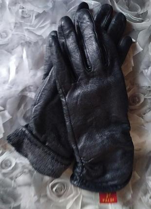 Женские рукавички, натуральная кожа, утепленные (зимние).