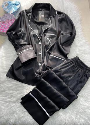 Черная сатиновая пижама 🖤