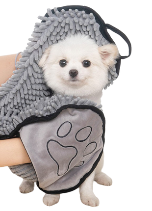 Рушник для домашніх тварин з мікрофібри сірий