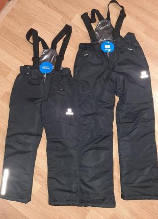 Дитячі підліткові термо лижні штани напівкомбінезони 158-164 enonhu