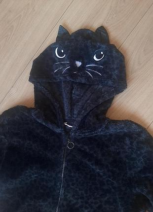 Котячи вушка пухнастий світшот чорний h&m толстовка худи з капюшоном вушками мордочка кота принт котик фліс кофта кошеня сер киця