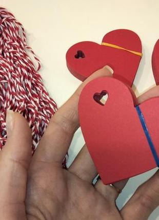 Набор 100 шт сердца из крафт-бумаги и 19 м шнура бирка подарочная красный день сентентина