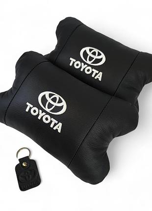 Подушки на подголовник toyota 2шт, набор подушек в авто тотота, автомобильная ортопедическая подушка тотота.w+