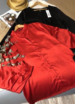 Очень красивая красная сатиновая блуза рубашка плюс сайз