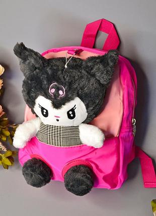 Рюкзак дитячий з м'якою іграшкою "куромі", мультгерої, колір: малиновий, 24-2423