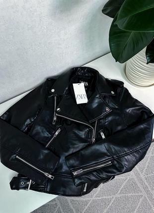 Кожанка zara, кожаная куртка zara