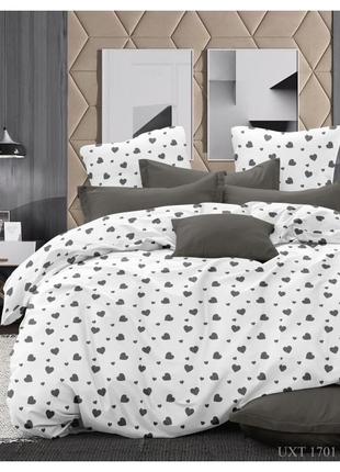 Постельное белье в сердечки серого цвета