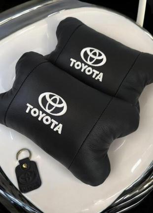 Подушки на подголовник toyota 2шт, набор подушек в авто тотота, автомобильная ортопедическая подушка тотота