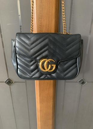 Сумочка кросс боди gucci black гуси черная