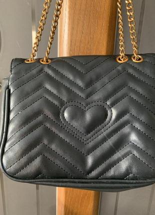 Сумочка кросс боди gucci black гуси черная2 фото