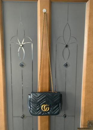 Сумочка кросс боди gucci black гуси черная3 фото