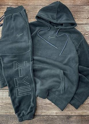 Чоловічий флісовий спортивний костюм nike сірий плюшевий тедді