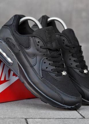Чоловічі спортивні чорні кросівки nike air max 90