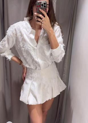 Юбка - баллон zara, белая, короткая