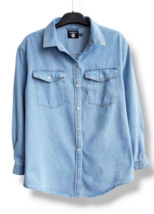 Джинсовая рубашка свободного кроя boohoo.