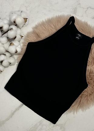 Стильный топ майка river island, черный топ, майка, топ в рубчик