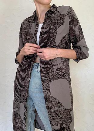 Платье рубашка в анималистичный абстрактный принт с карманами next