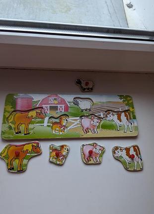 Рамка вкладки тварин-сортер дерево ферма