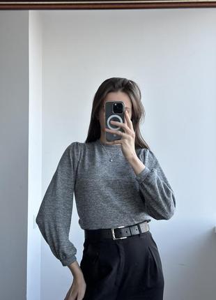 Кофта сіра з повітряними рукавами new look