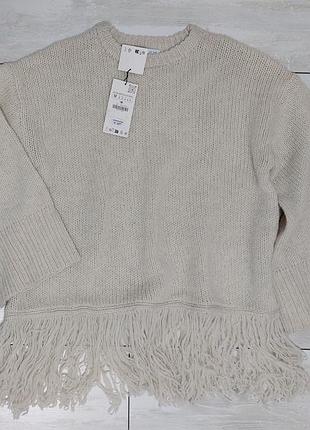 Шерстяной сверт с бахромой zara
