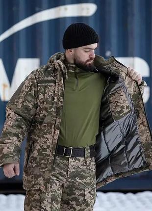 Зимова куртка-бушлат "говерла" піксель зсу (омні-хіт + синтепон) з подвійним замком (omni-heat)