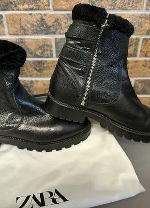 Сапоги зимние кожаные zara оригинал из испании р.38 сапоги ботинки zara7 фото