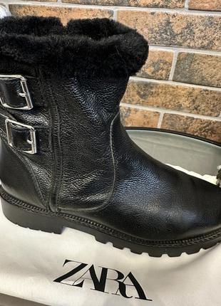 Сапоги зимние кожаные zara оригинал из испании р.38 сапоги ботинки zara2 фото