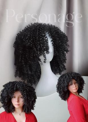 Афро перука, африканський парик, кучері, чорна перука, хвилясте волосся