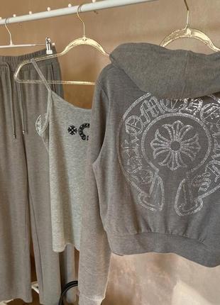 Стильний костюм chrome hearts 🩶 100% бавовна преміум якості