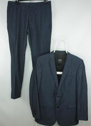 Шикарный классический костюм strellson cale madden marsotto blue wool extra slim fit formal men's suit