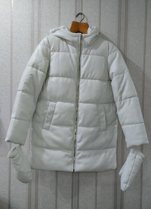 Куртка пуховик экокожа