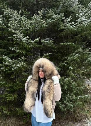 Бомбер с мехом енота премиум наполнения