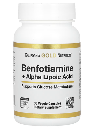 California gold nutrition, бенфотіамін і альфа-ліпоєва кислота, 30 вегетаріанських капсул