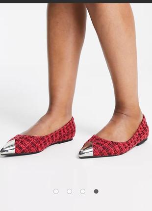 Балетки ✨asos design твідові туфлі-балетки black &red2 фото