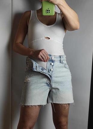 Джинсові шорти на болтах висока посадка h&m s-m
