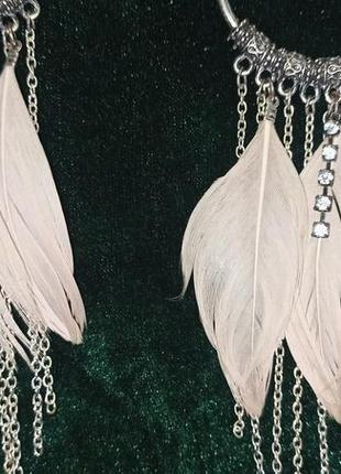Серьги серёжки перья бохо стиль 3