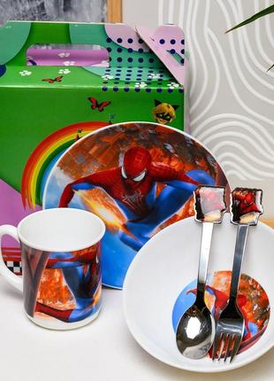 Дитячий набір посуду "людина павук"