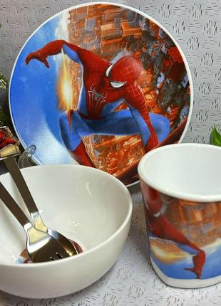 Дитячий набір посуду "людина павук"