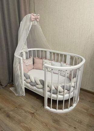 Овальне ліжечко трансформер 9в1 white 70/120         виробник: ovalbed