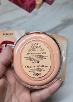 Подвійні румʼяна kiko milano gloss supreme 02 tangerine temptation3 фото