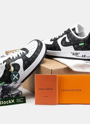 Кросівки nike air force 1 low by virgil abloh white black x louis vuitton