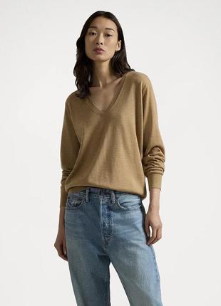 Оригинальный джемпер, свитер golf ralph lauren golf w merino wool v-neck jumper camel melange