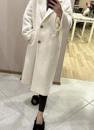 Пальто букле твид zara шерсть