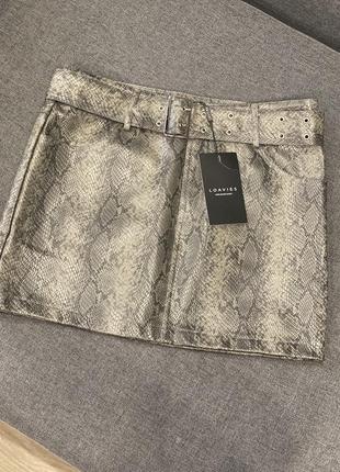 Юбка мини кожзам змеиный принт