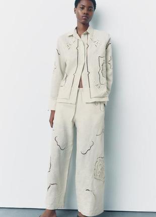 Штани zara collection із вишивкою