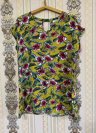 Легкая вискозная футболка, оливковое блуза футболка2 фото