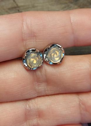 Серьги с натуральным лабрадором