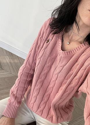 Рожевий бавовняний джемпер светр