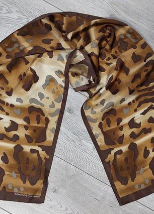 Шёлковый итальянский шарфик в звериный принт adrienne vittadini(29 см на 133 см)